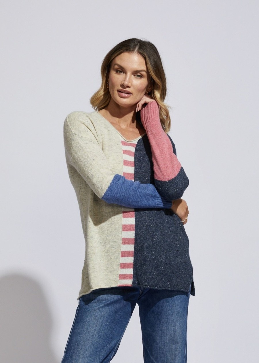 Women Cotton Wool | Ld And Co Intarsia Fleck Knit Ice