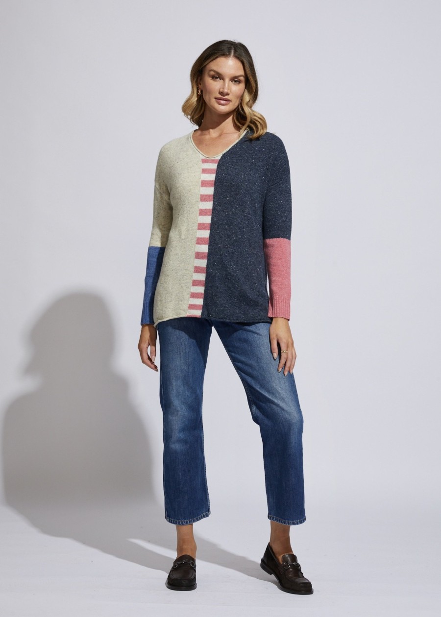 Women Cotton Wool | Ld And Co Intarsia Fleck Knit Ice