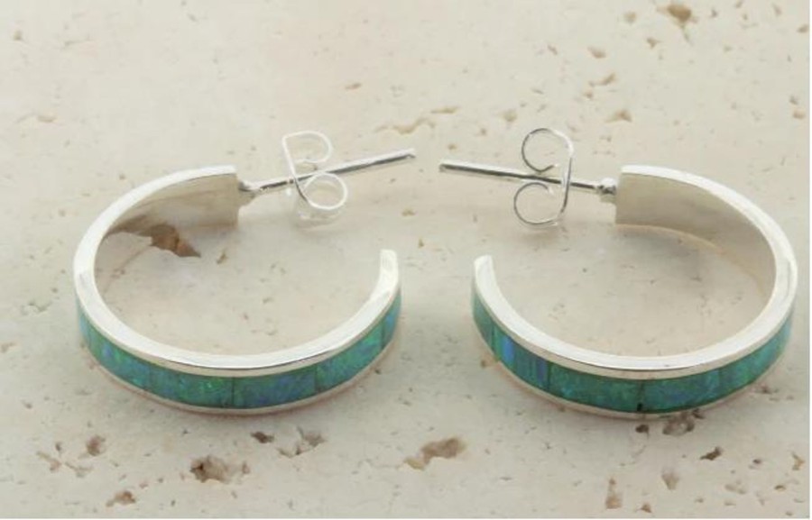 Accessories Cotton Wool | Makers And Providers Sterling Silver Opal Hoop Earrings