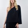 Women Cotton Wool | Carbon The Label Ivy One Shoulder Top (2 Colours) Black