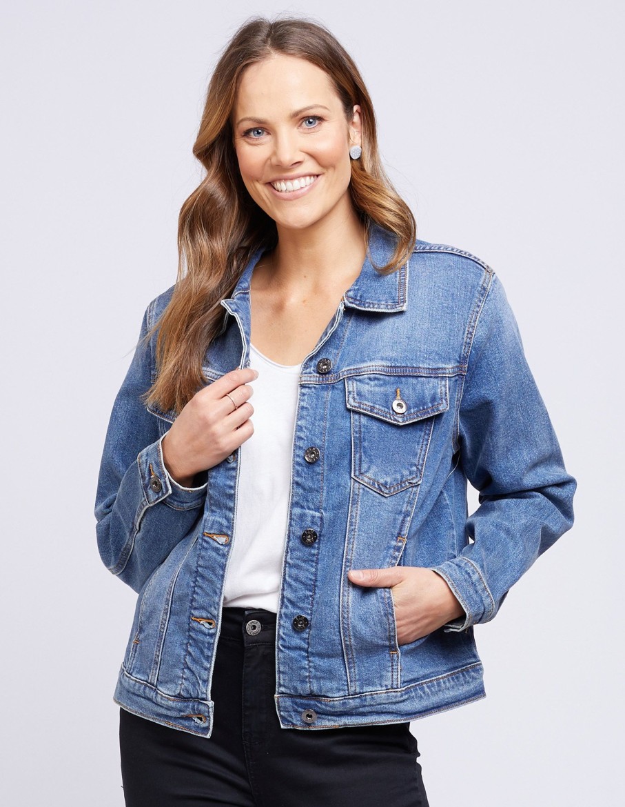 Women Cotton Wool | Elm Angie Denim Jacket Blue