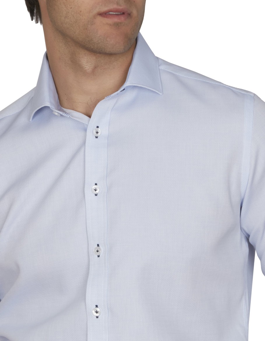 Men Cotton Wool | Abelard Waffle Dobby Shirt Sky Sky Blue