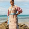 Women Cotton Wool | Mandalay Designs Daisy Chain Maxi Caftan Dress Multi