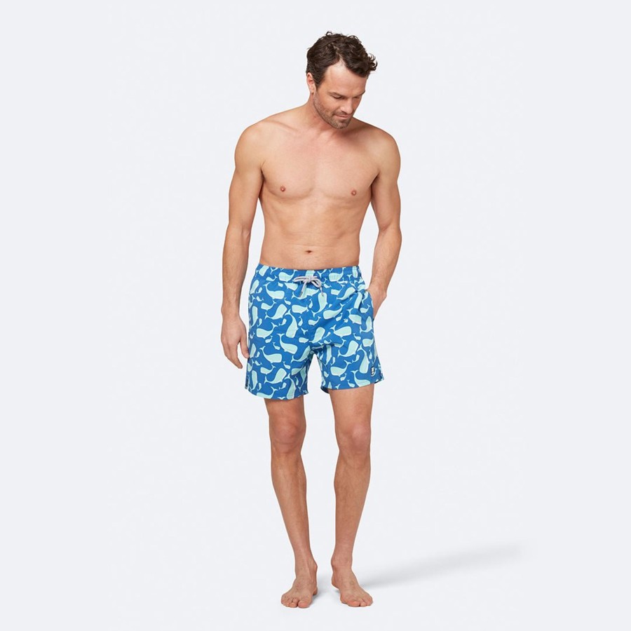 Men Cotton Wool | Tom And Teddy Whales Swim Shorts Blue