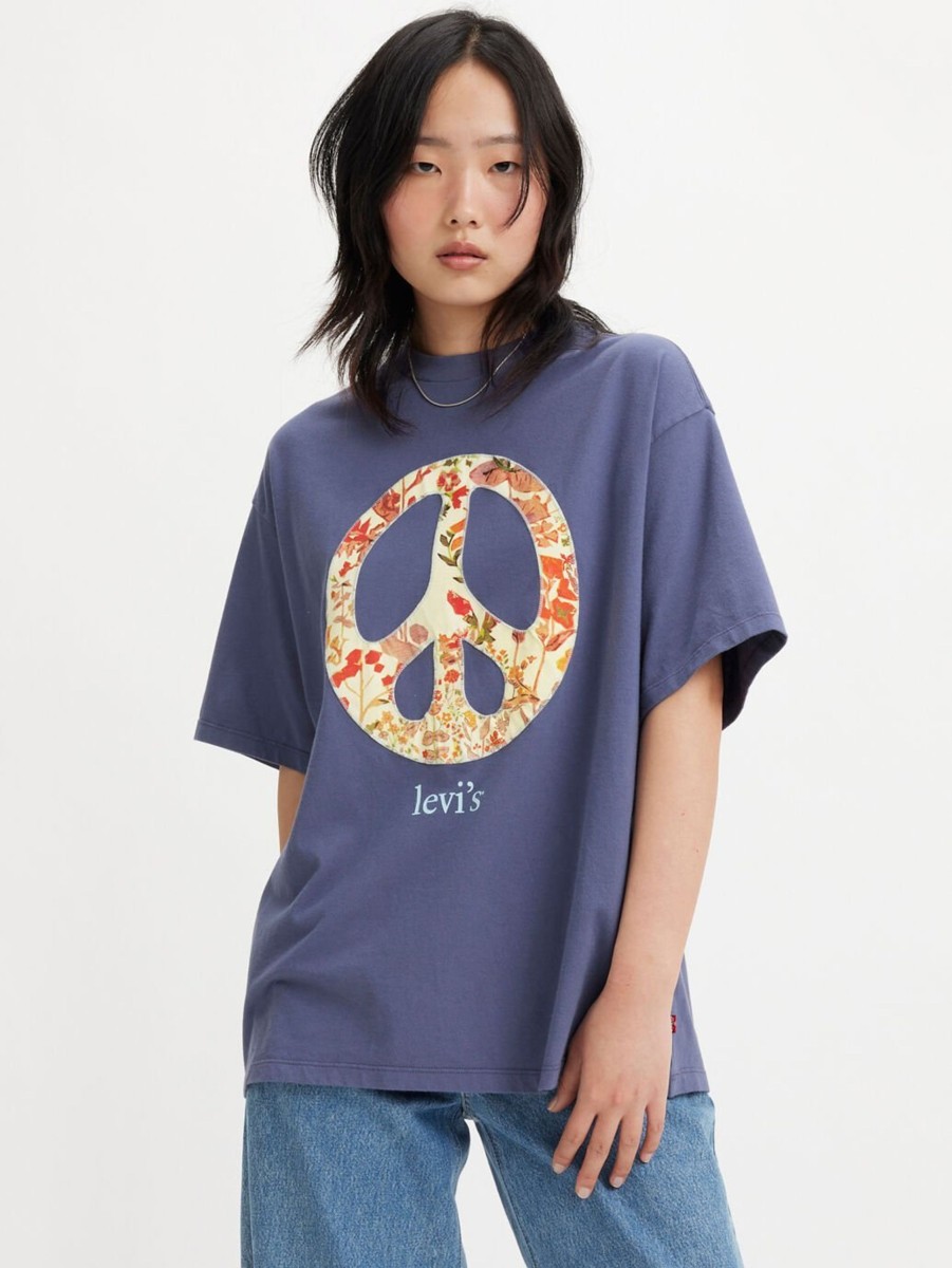 Women Cotton Wool | Levis Graphic Floral Peace Tee Crown Blue