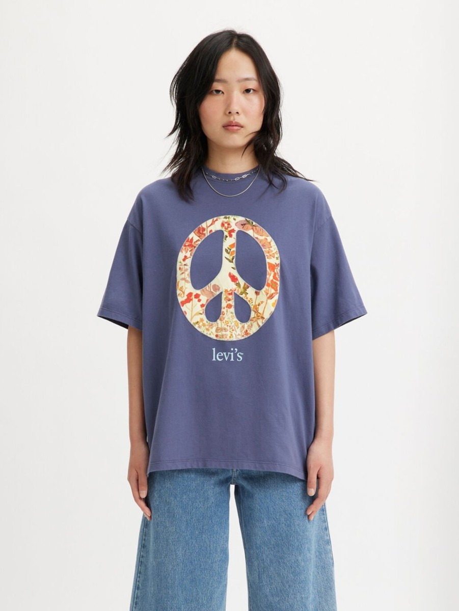 Women Cotton Wool | Levis Graphic Floral Peace Tee Crown Blue