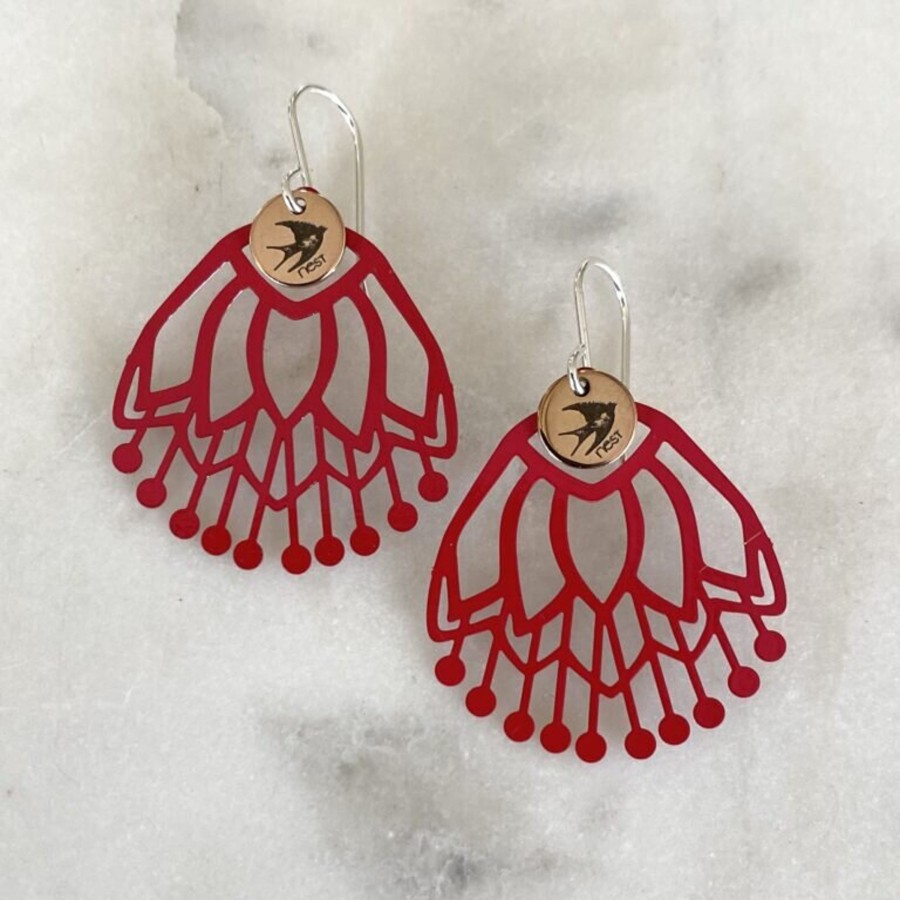 Accessories Cotton Wool | Nest Of Pambula Scarlett Filigree Earrings