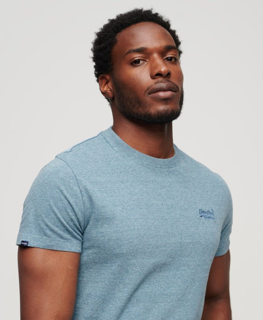 Men Cotton Wool | Superdry Essential Logo Tee Coastal Blue