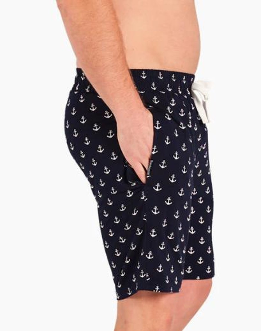 Men Cotton Wool | Bamboozld Anchor Bamboo Jersey Sleep Shorts Navy