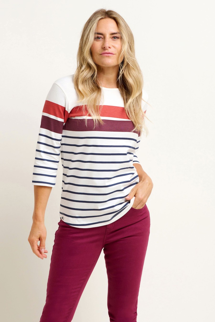 Women Cotton Wool | Brakeburn Engineered Stripe Tee