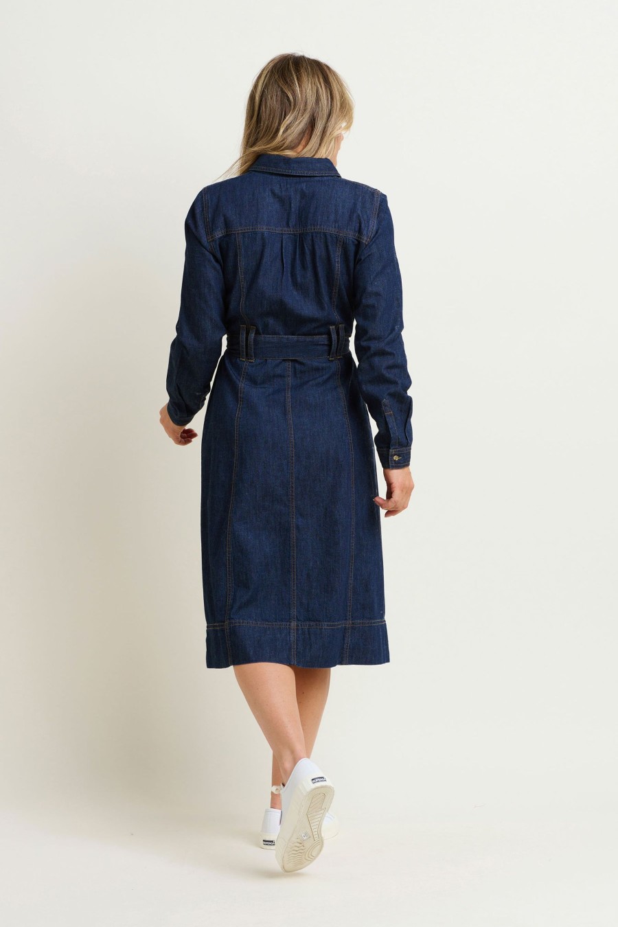 Women Cotton Wool | Brakeburn Frances Denim Midi Dress