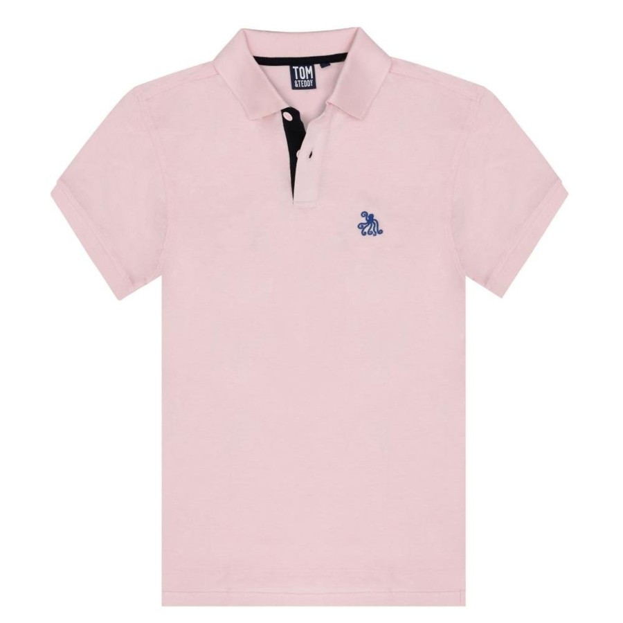 Men Cotton Wool | Tom And Teddy Men'S Polo Shirt Pastel Pink