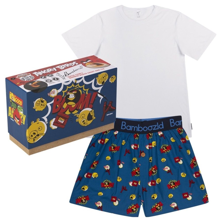 Men Cotton Wool | Bamboozld Angry Birds Sleep Set Blue/White