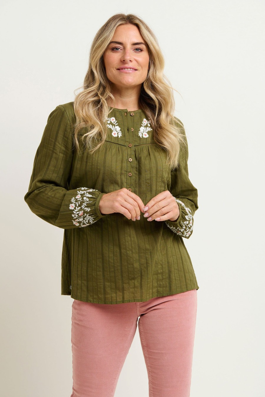 Women Cotton Wool | Brakeburn Basil Embroidered Blouse