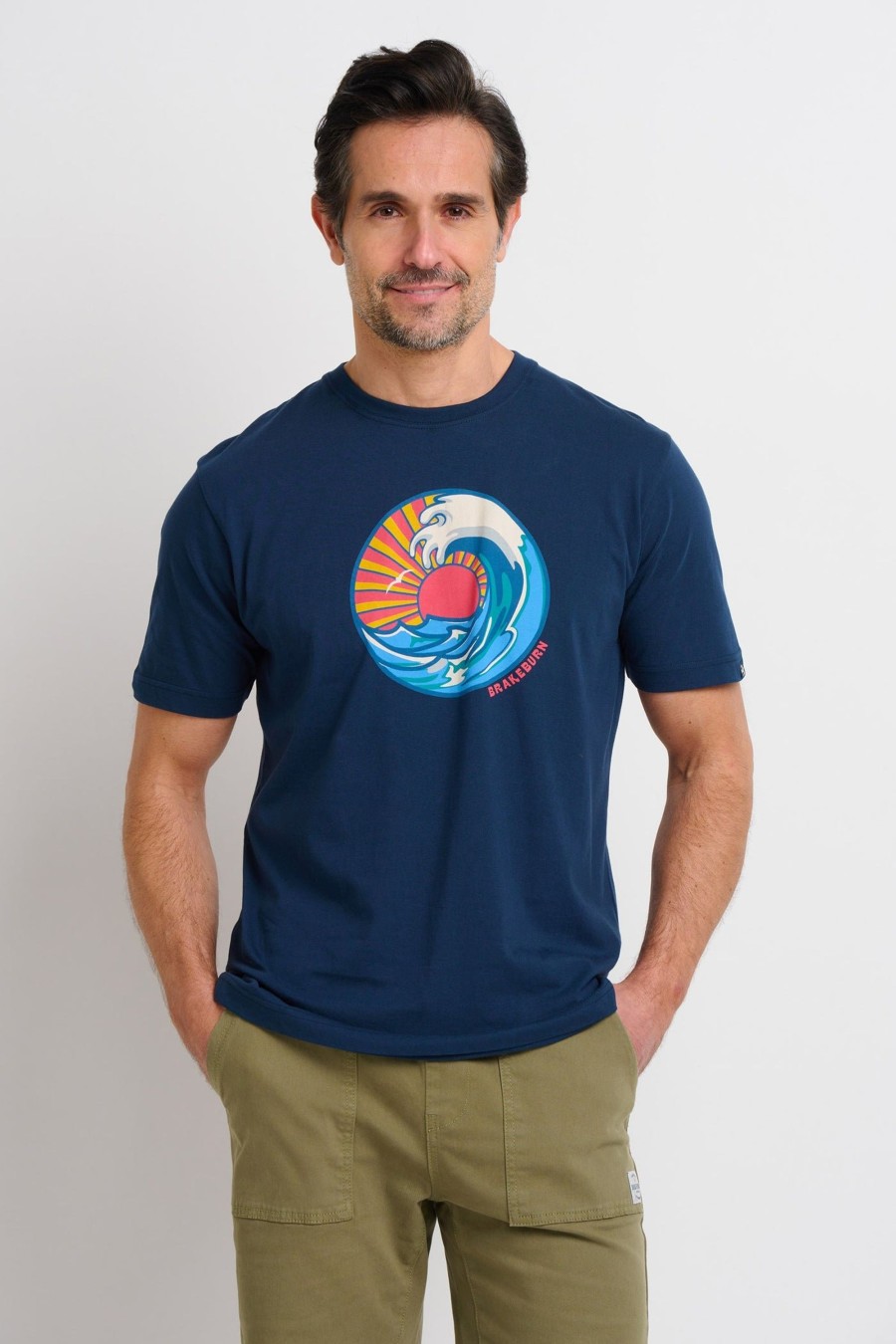 Men Cotton Wool | Brakeburn Crashing Waves Tee Navy