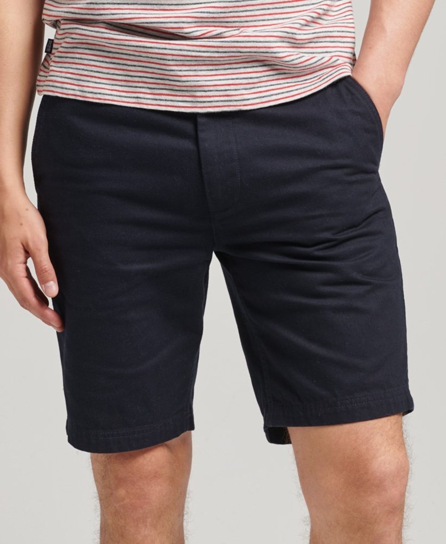 Men Cotton Wool | Superdry Vintage Officer Chino Shorts Eclipse Navy