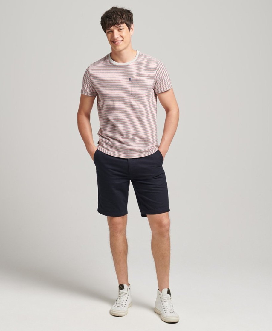 Men Cotton Wool | Superdry Vintage Officer Chino Shorts Eclipse Navy