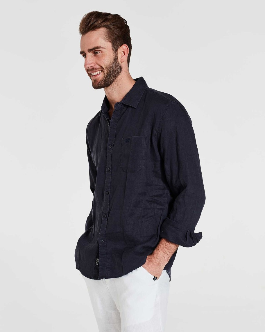 Men Cotton Wool | Coast Clothing Linen Long Sleeve Navy