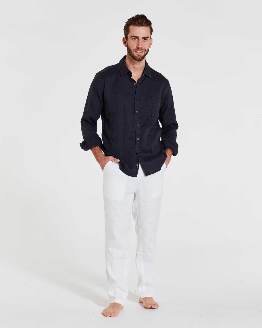 Men Cotton Wool | Coast Clothing Linen Long Sleeve Navy