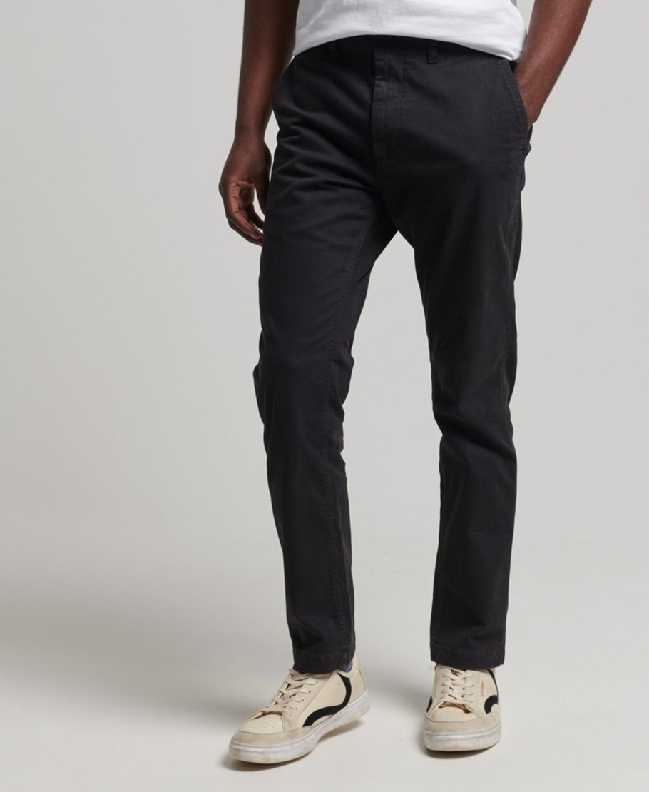 Men Cotton Wool | Superdry Officers Slim Chino Jet Black