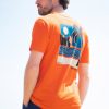 Men Cotton Wool | Brakeburn Landscape Lino Tee Orange