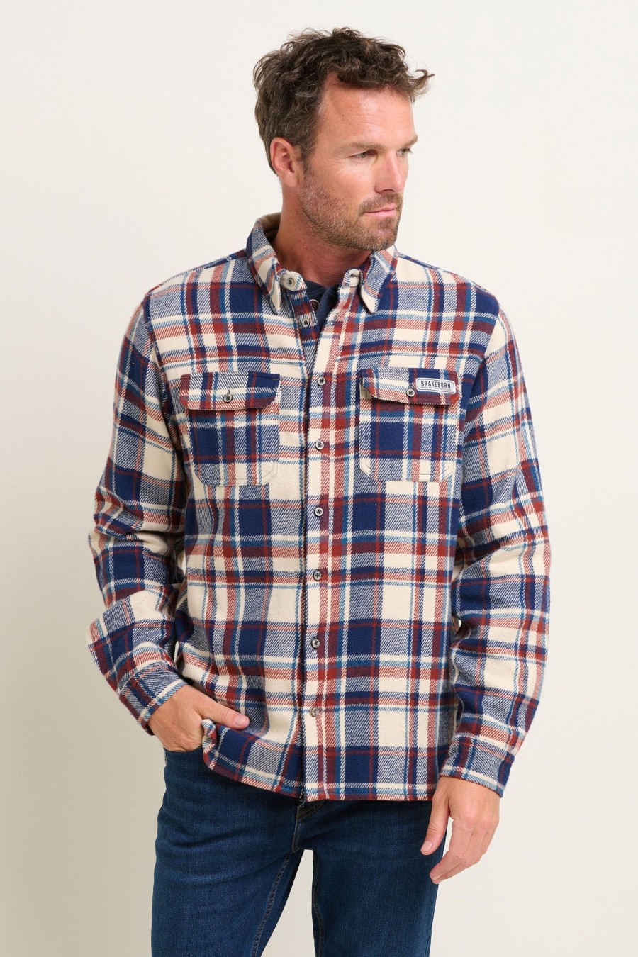 Men Cotton Wool | Brakeburn Blanket Men'S Check Shirt Navy