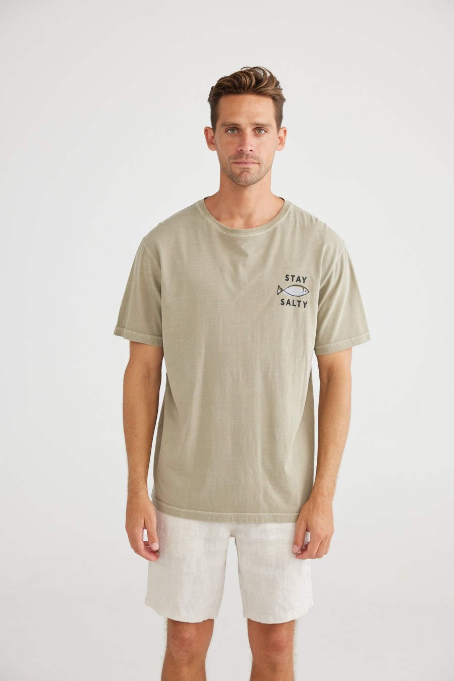 Men Cotton Wool | True North Stay Salty Tee Khaki