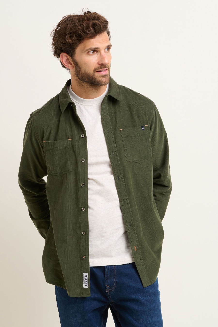 Men Cotton Wool | Brakeburn Khaki Cord Shirt