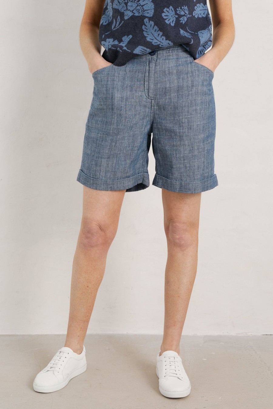 Women Cotton Wool | Seasalt Cornwall Penderleith Shorts Mid Indigo Wash