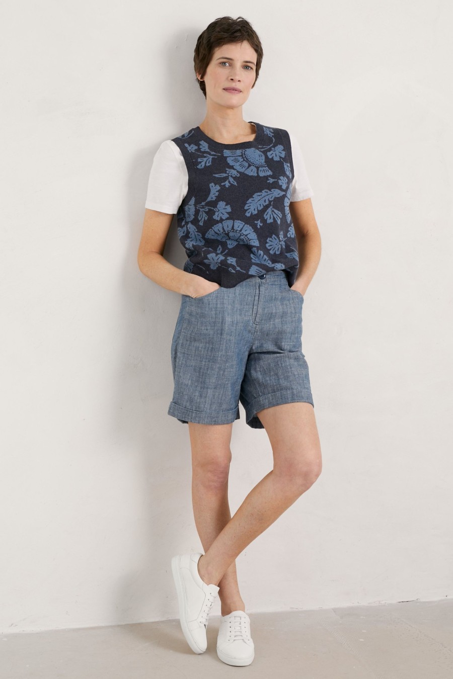 Women Cotton Wool | Seasalt Cornwall Penderleith Shorts Mid Indigo Wash