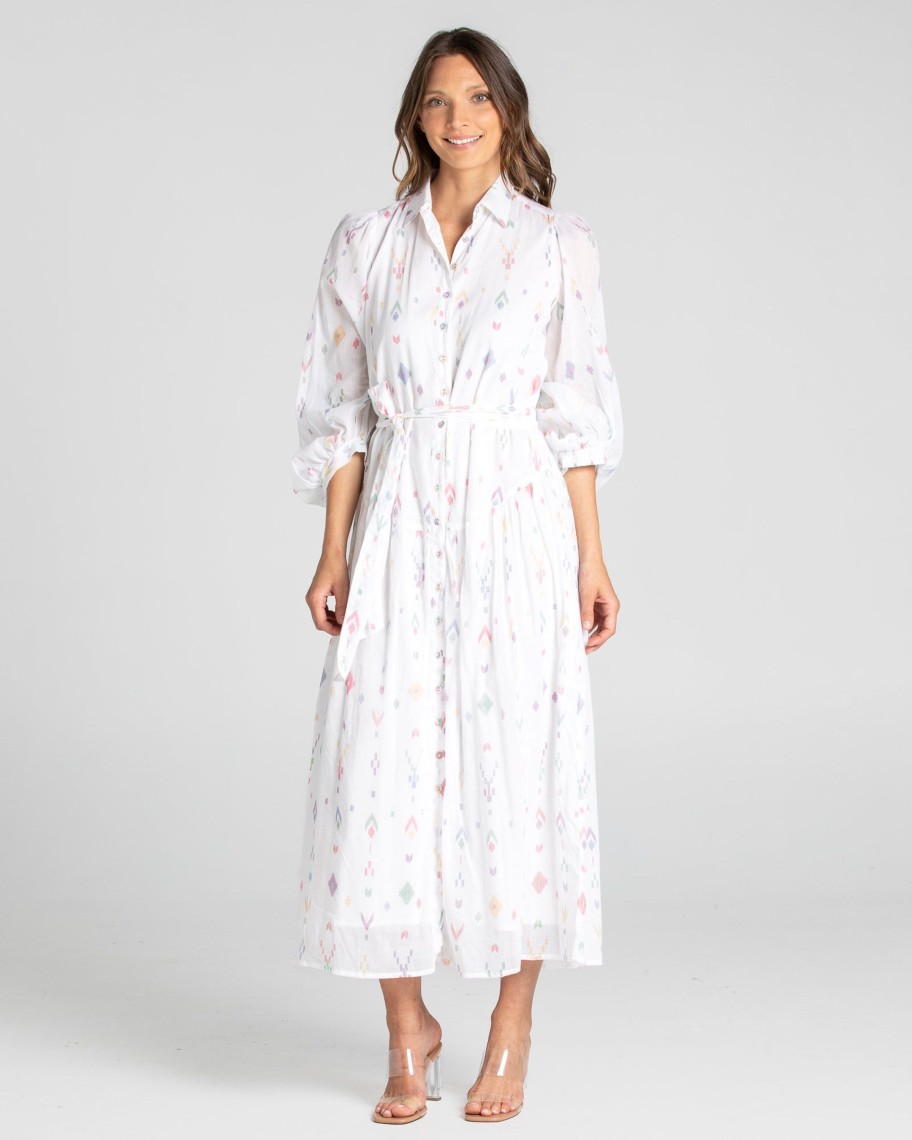 Women Cotton Wool | Boom Shankar Fritz Dress Essie White