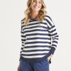 Women Cotton Wool | Betty Basics Lucy French Terry Sweat Nautical Stripe