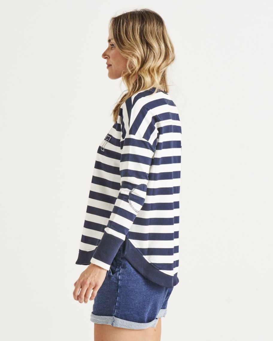 Women Cotton Wool | Betty Basics Lucy French Terry Sweat Nautical Stripe