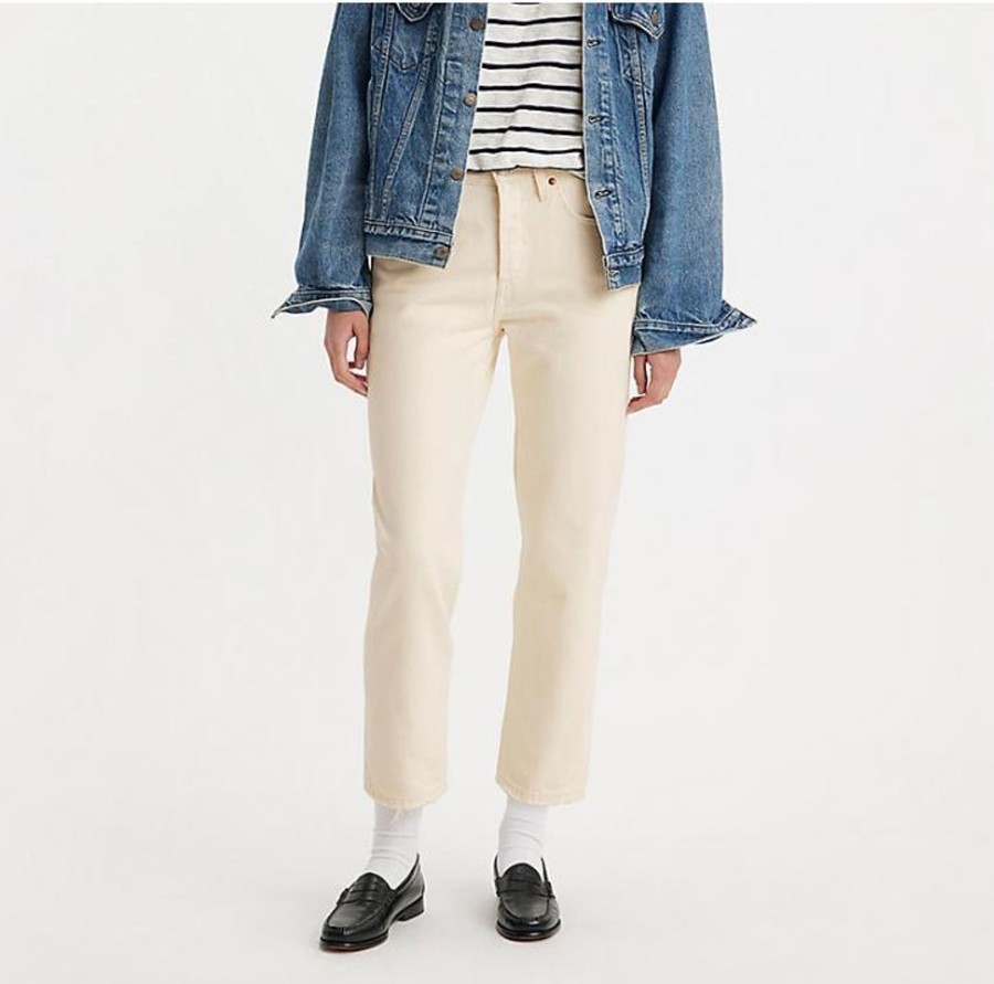 Women Cotton Wool | Levis 501 Crop Booper No Damage Ecru