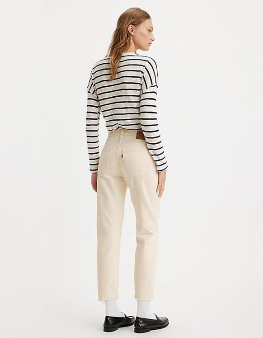 Women Cotton Wool | Levis 501 Crop Booper No Damage Ecru