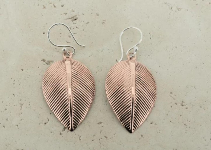 Accessories Cotton Wool | Makers And Providers Copper Leaf Earrings