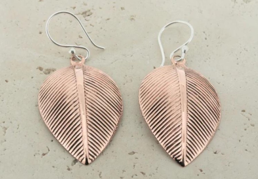 Accessories Cotton Wool | Makers And Providers Copper Leaf Earrings