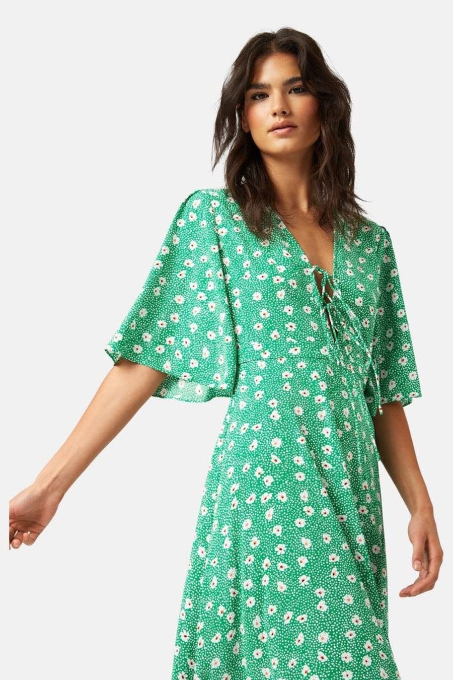 Women Cotton Wool | Traffic People Little Lies Maxi Dress Green