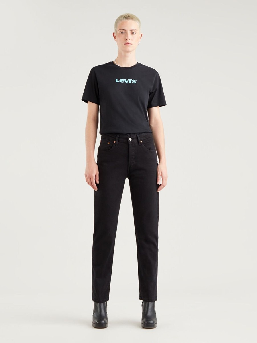 Women Cotton Wool | Levis 501 Cropped Jeans Black Sprout