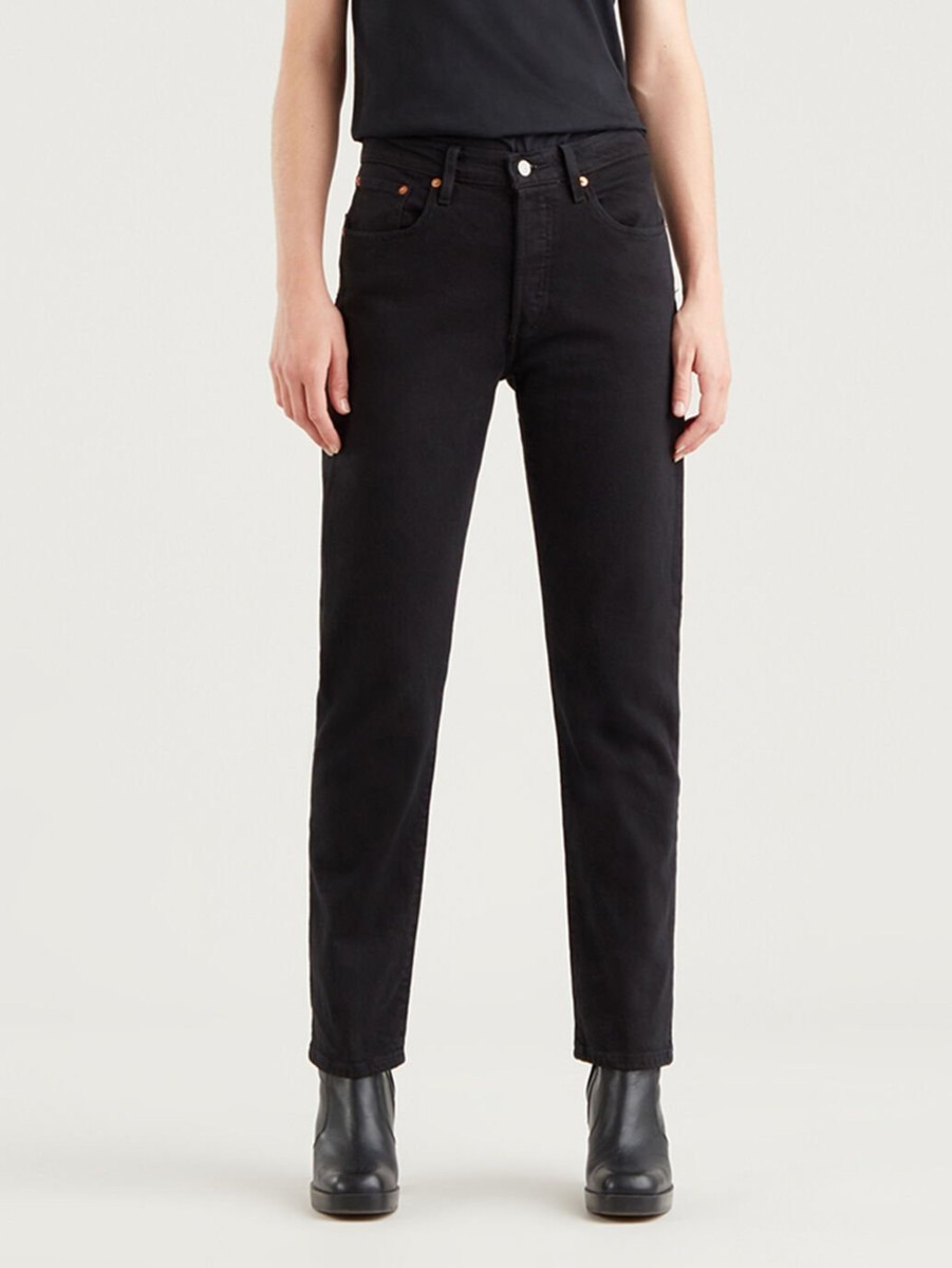 Women Cotton Wool | Levis 501 Cropped Jeans Black Sprout