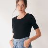 Women Cotton Wool | Morrison Cassie Rib T-Shirt Black