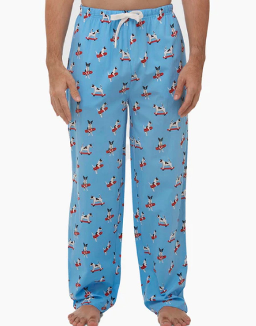 Men Cotton Wool | Bamboozld Jack Russell Pyjama Pant Jack Russell Blue