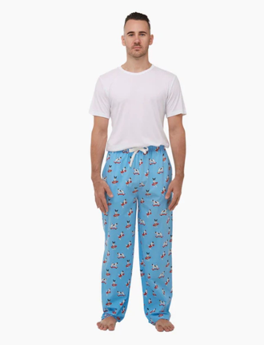 Men Cotton Wool | Bamboozld Jack Russell Pyjama Pant Jack Russell Blue