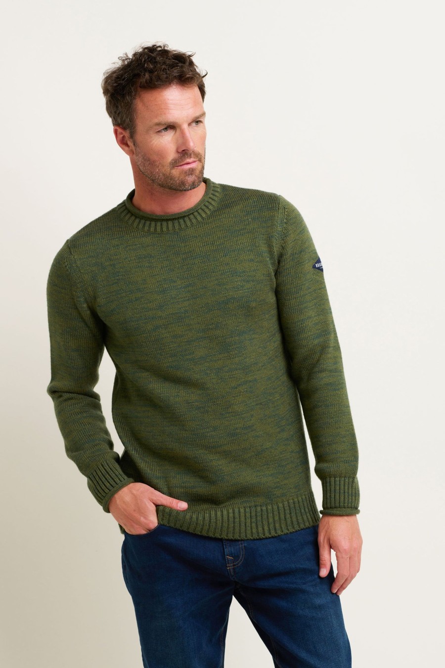 Men Cotton Wool | Brakeburn Khaki Crew Neck Jumper