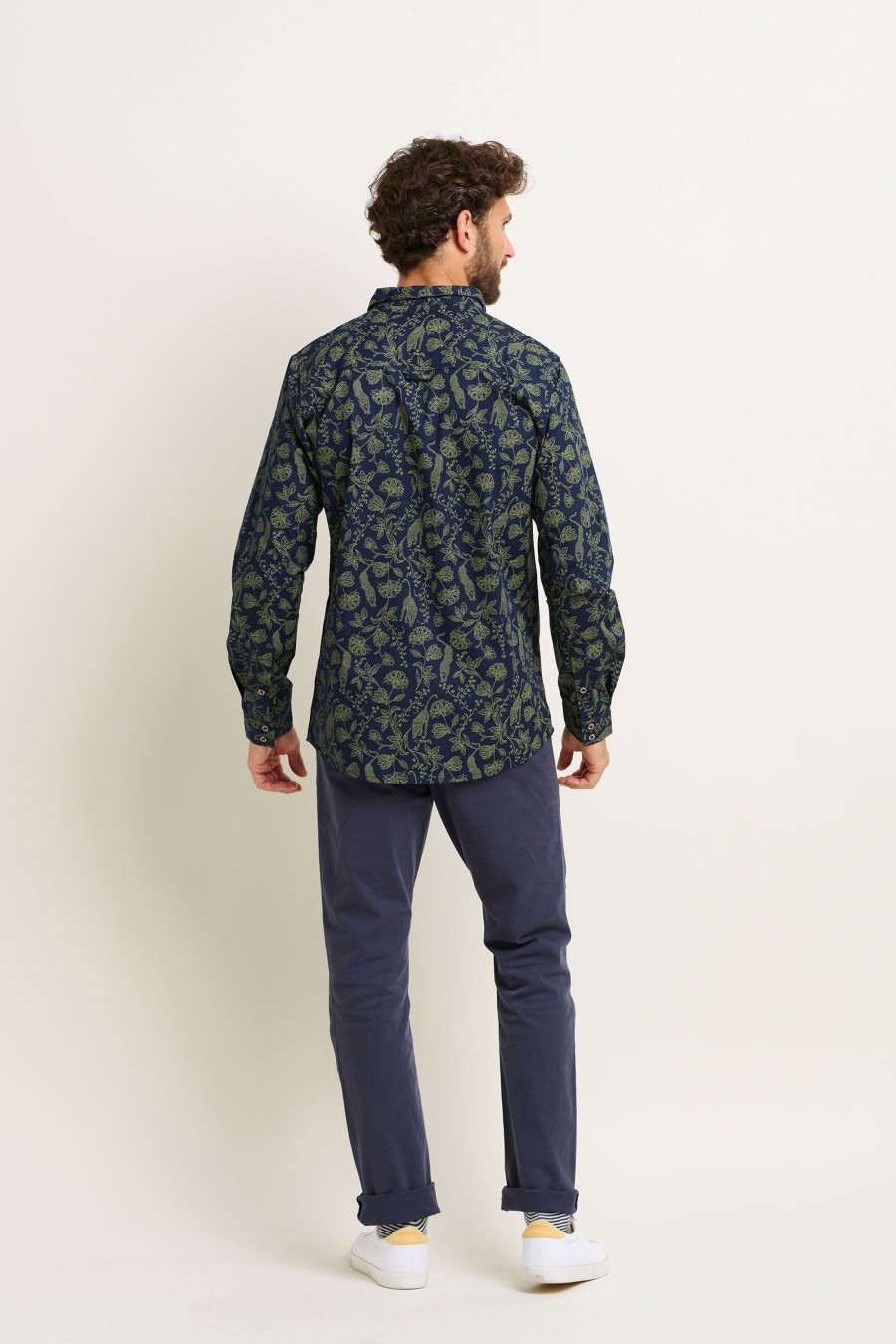 Men Cotton Wool | Brakeburn Leopard Shirt Navy And Green