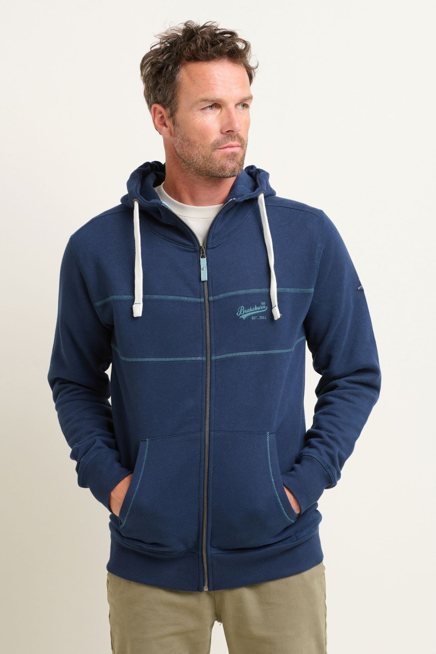 Men Cotton Wool | Brakeburn Navy Zip Thru Hoody