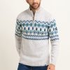 Men Cotton Wool | Brakeburn Fairisle 1/4 Zip Knit Grey