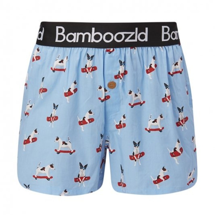 Men Cotton Wool | Bamboozld Jack Russell Boxer Shorts Jack Russell Blue