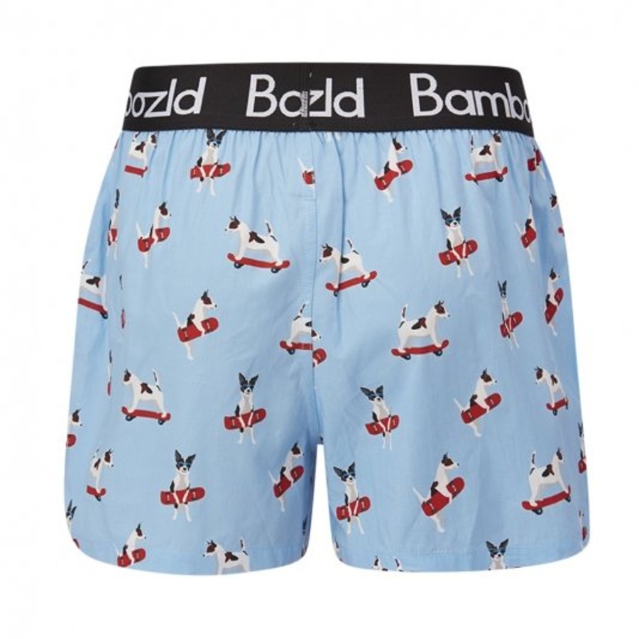 Men Cotton Wool | Bamboozld Jack Russell Boxer Shorts Jack Russell Blue