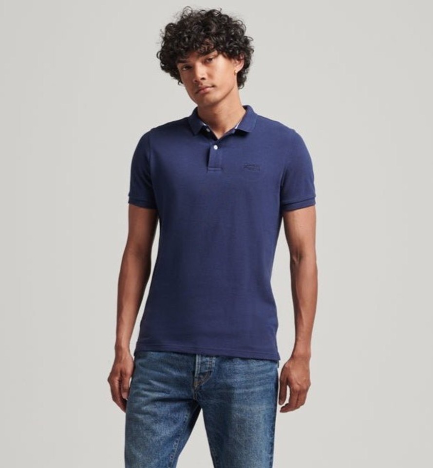 Men Cotton Wool | Superdry Classic Pique Polo Rich Navy